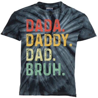 Men Dada Daddy Dad Bruh Fathers Day Vintage Funny Father Kids Tie-Dye T-Shirt