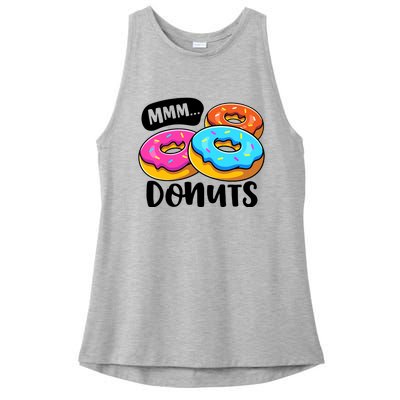 Mmm Donuts Donut Lover Funny Girl Women Doughnut Squad Food Ladies PosiCharge Tri-Blend Wicking Tank