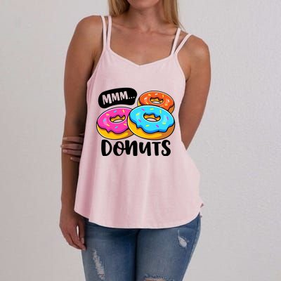 Mmm Donuts Donut Lover Funny Girl Women Doughnut Squad Food Women's Strappy Tank