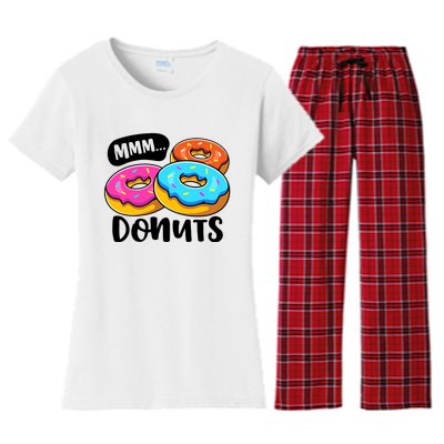 Mmm Donuts Donut Lover Funny Girl Women Doughnut Squad Food Women's Flannel Pajama Set