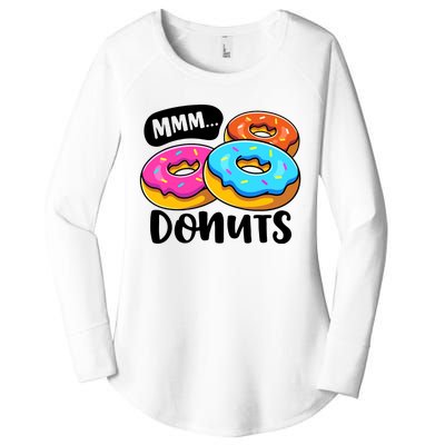 Mmm Donuts Donut Lover Funny Girl Women Doughnut Squad Food Women's Perfect Tri Tunic Long Sleeve Shirt