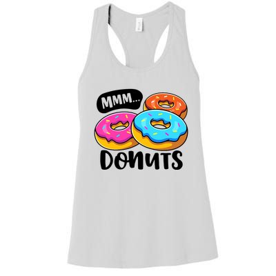 Mmm Donuts Donut Lover Funny Girl Women Doughnut Squad Food Women's Racerback Tank