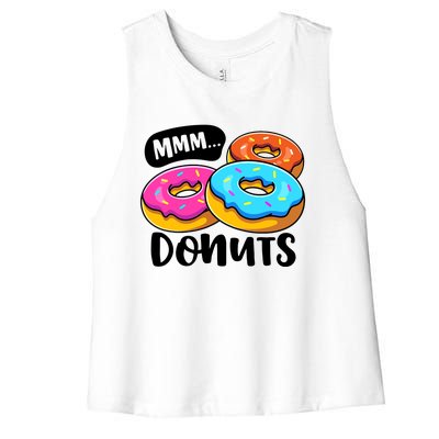 Mmm Donuts Donut Lover Funny Girl Women Doughnut Squad Food Women's Racerback Cropped Tank