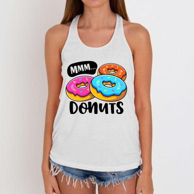 Mmm Donuts Donut Lover Funny Girl Women Doughnut Squad Food Women's Knotted Racerback Tank