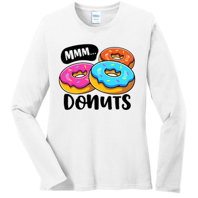 Mmm Donuts Donut Lover Funny Girl Women Doughnut Squad Food Ladies Long Sleeve Shirt