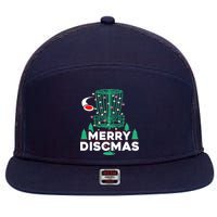 Merry Discmas Disc Golf Frisbee Christmas Xmas Funny 7 Panel Mesh Trucker Snapback Hat