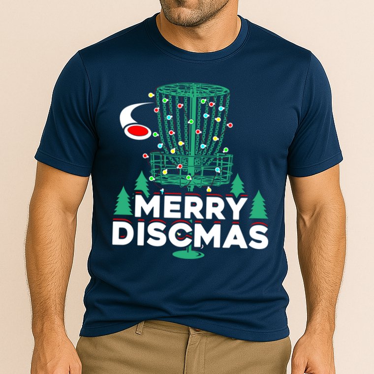 Merry Discmas Disc Golf Frisbee Christmas Xmas Funny Cooling Performance Crew T-Shirt