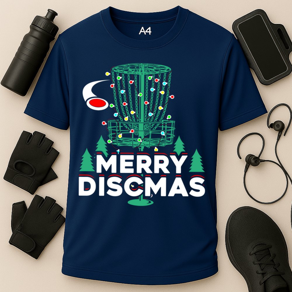 Merry Discmas Disc Golf Frisbee Christmas Xmas Funny Cooling Performance Crew T-Shirt