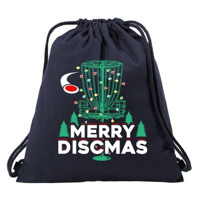 Merry Discmas Disc Golf Frisbee Christmas Xmas Funny Drawstring Bag