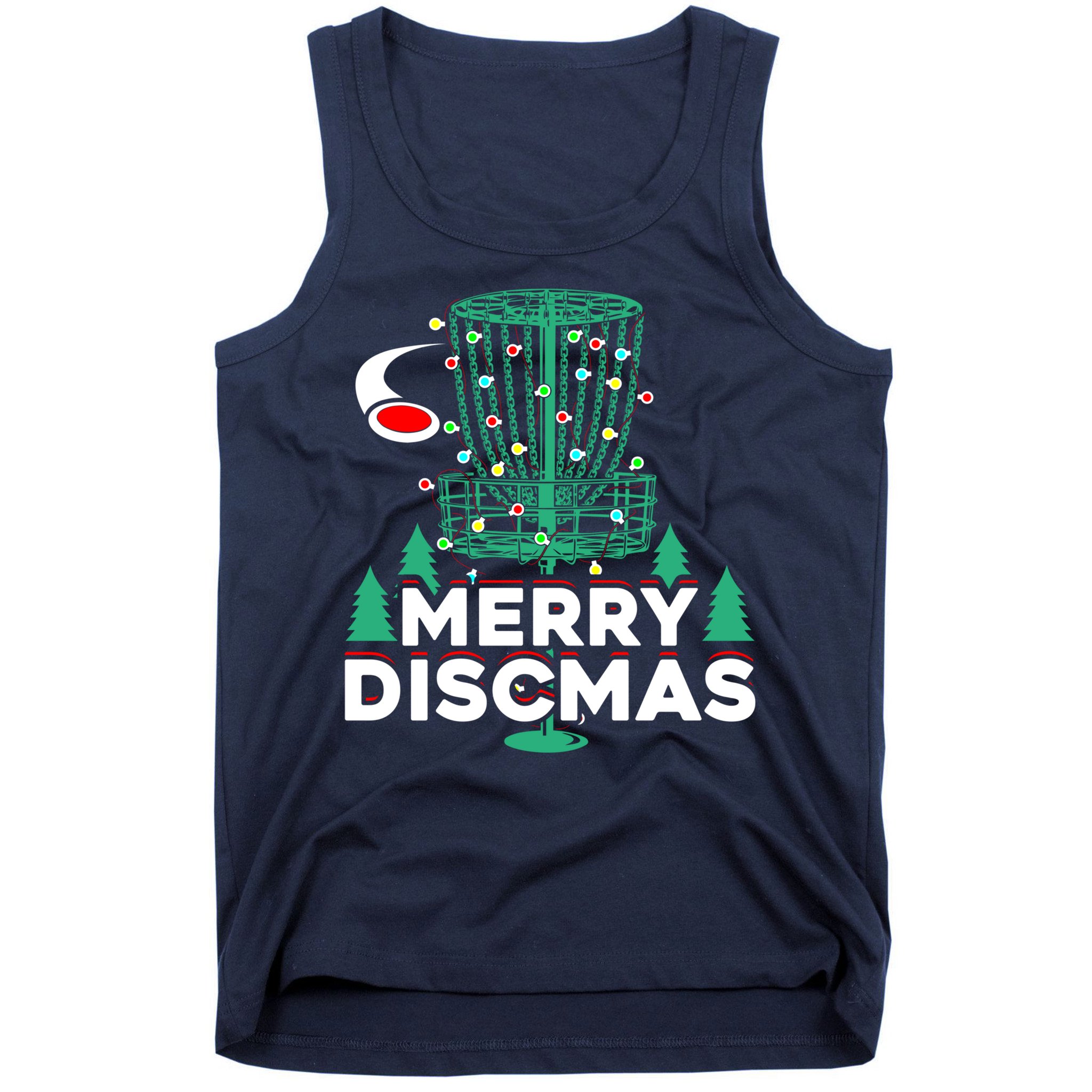 Merry Discmas Disc Golf Frisbee Christmas Xmas Funny Tank Top