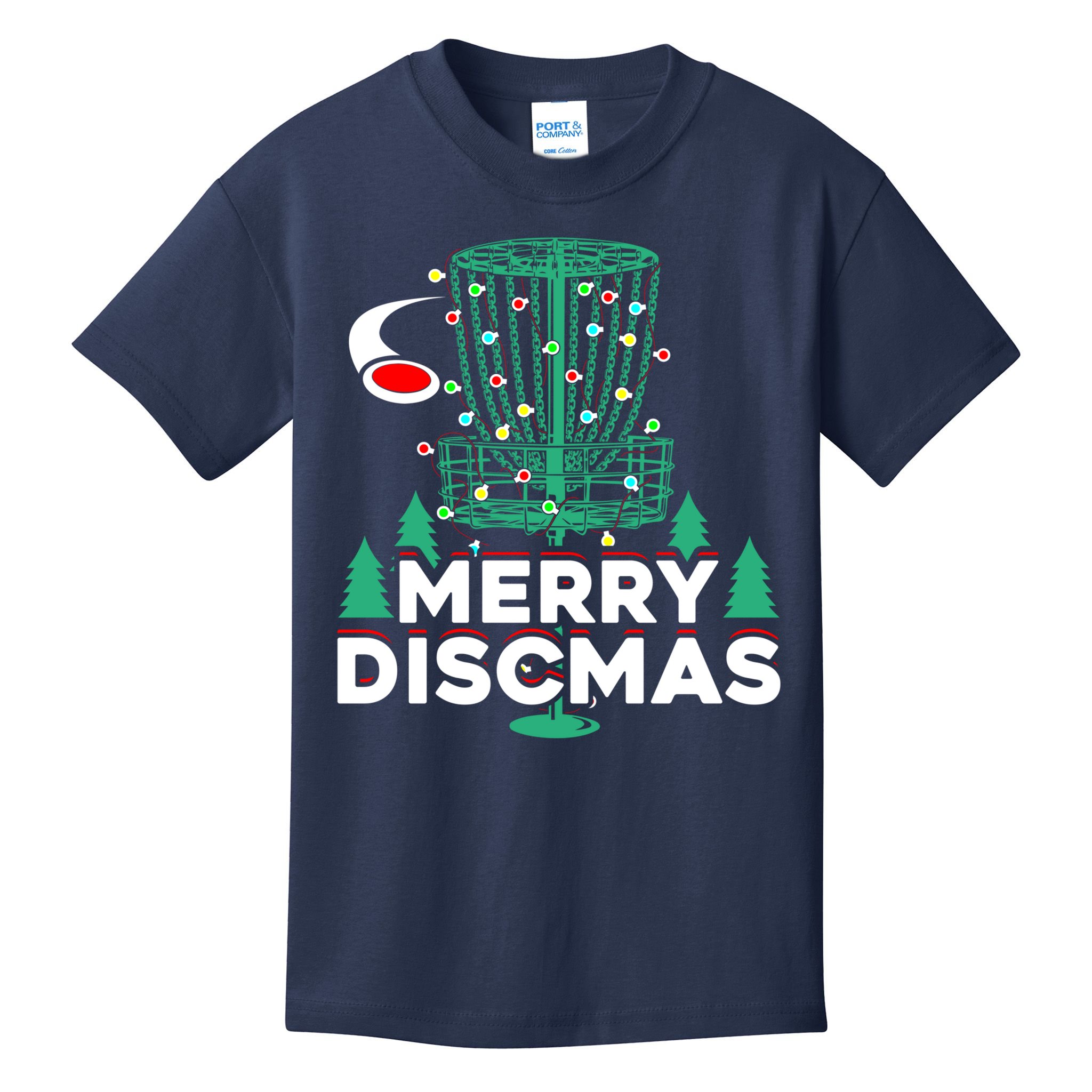 Merry Discmas Disc Golf Frisbee Christmas Xmas Funny Kids T-Shirt