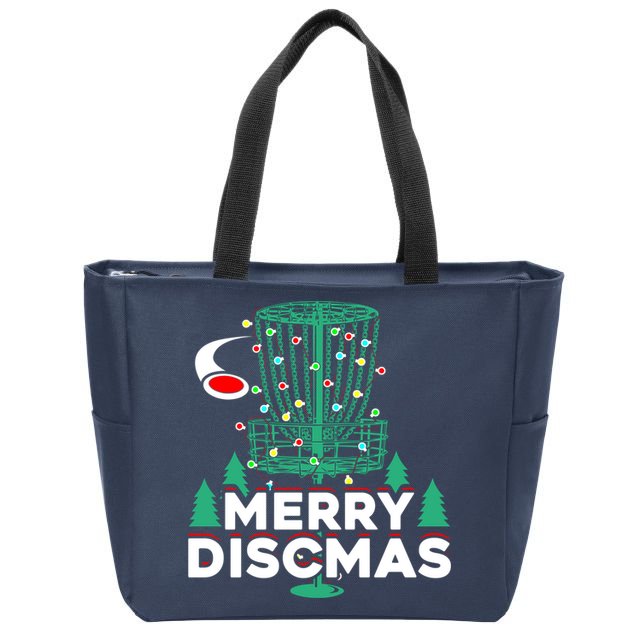 Merry Discmas Disc Golf Frisbee Christmas Xmas Funny Zip Tote Bag
