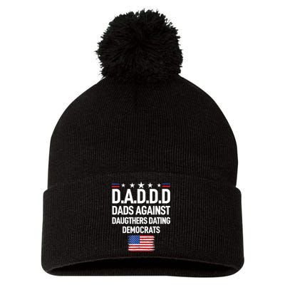 Mens Daddd Dads Against Daughters Dating Democrats Pom Pom 12in Knit Beanie