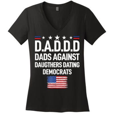 Mens Daddd Dads Against Daughters Dating Democrats Women's V-Neck T-Shirt