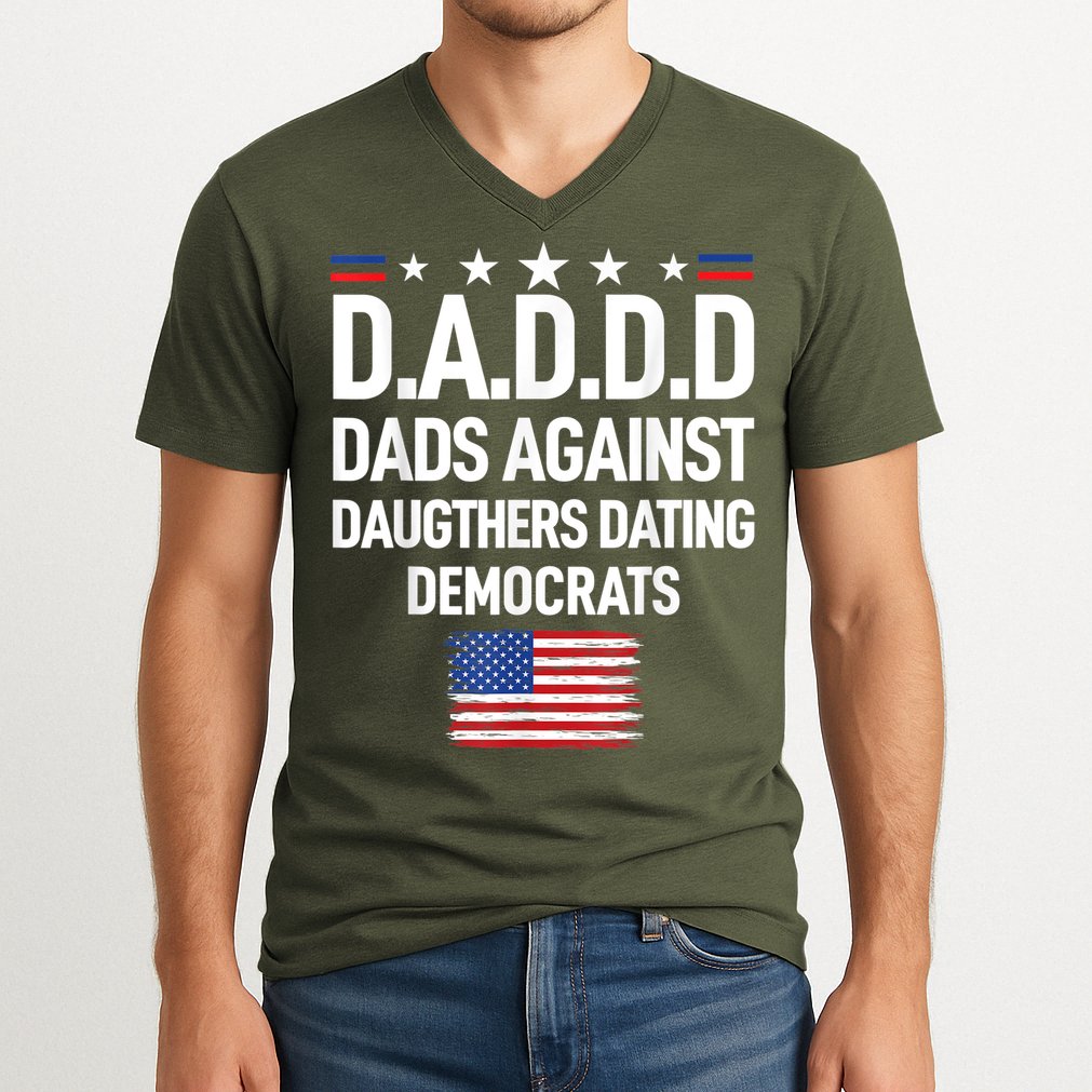 Mens Daddd Dads Against Daughters Dating Democrats V-Neck T-Shirt