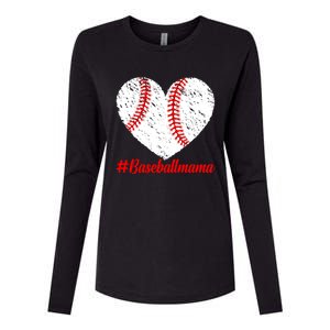 Mothers Day Distressed Baseball Mama Heart Mom Mama Gift Womens Cotton Relaxed Long Sleeve T-Shirt