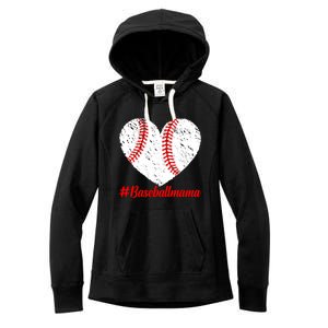 Mothers Day Distressed Baseball Mama Heart Mom Mama Gift Women's Fleece Hoodie