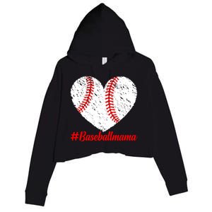 Mothers Day Distressed Baseball Mama Heart Mom Mama Gift Crop Fleece Hoodie