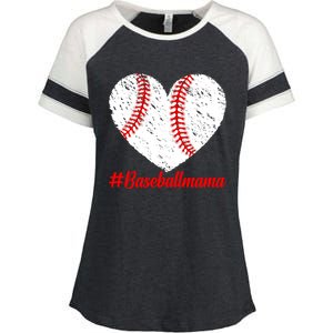 Mothers Day Distressed Baseball Mama Heart Mom Mama Gift Enza Ladies Jersey Colorblock Tee