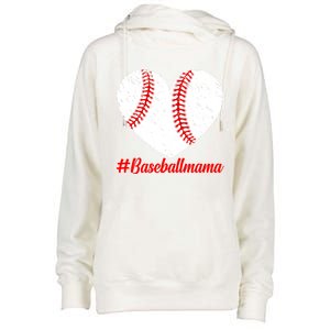 Mothers Day Distressed Baseball Mama Heart Mom Mama Gift Womens Funnel Neck Pullover Hood