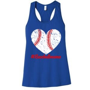 Mothers Day Distressed Baseball Mama Heart Mom Mama Gift Women's Racerback Tank