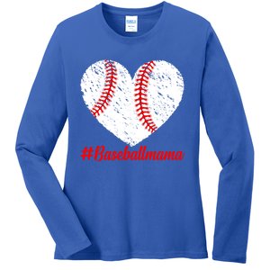 Mothers Day Distressed Baseball Mama Heart Mom Mama Gift Ladies Long Sleeve Shirt