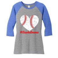 Mothers Day Distressed Baseball Mama Heart Mom Mama Gift Women's Tri-Blend 3/4-Sleeve Raglan Shirt