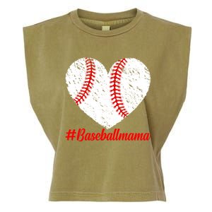 Mothers Day Distressed Baseball Mama Heart Mom Mama Gift Garment-Dyed Women's Muscle Tee