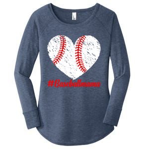 Mothers Day Distressed Baseball Mama Heart Mom Mama Gift Women's Perfect Tri Tunic Long Sleeve Shirt