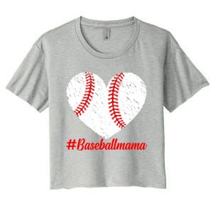 Mothers Day Distressed Baseball Mama Heart Mom Mama Gift Women's Crop Top Tee