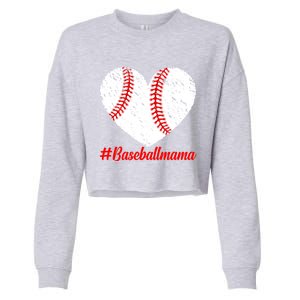 Mothers Day Distressed Baseball Mama Heart Mom Mama Gift Cropped Pullover Crew