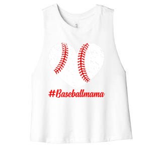 Mothers Day Distressed Baseball Mama Heart Mom Mama Gift Women's Racerback Cropped Tank