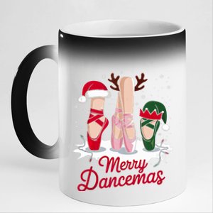 Merry Dancemas Dance Ballerina Pointe Shoe Christmas Ballet Tank Top 11oz Black Color Changing Mug