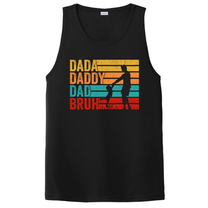 Men Dada Daddy Dad Bruh Fathers Day Vintage Funny Father PosiCharge Competitor Tank