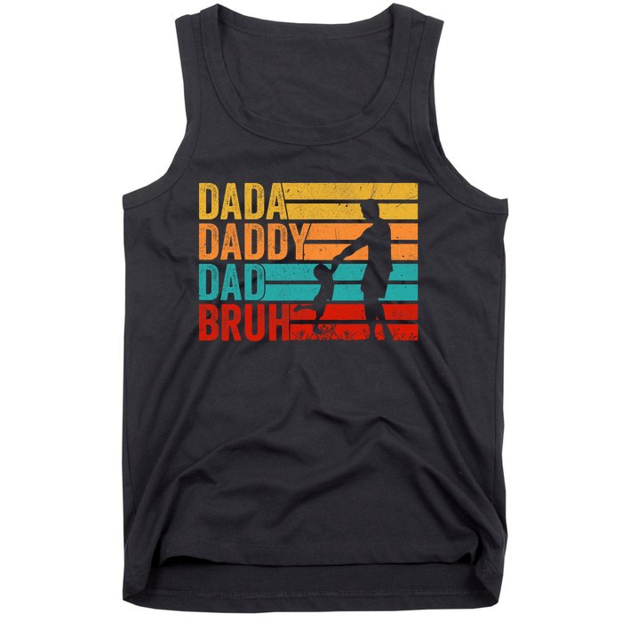 Men Dada Daddy Dad Bruh Fathers Day Vintage Funny Father Tank Top