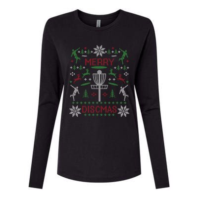 Merry Discmas Disc Golf Ugly Christmas Sweater Party Womens Cotton Relaxed Long Sleeve T-Shirt