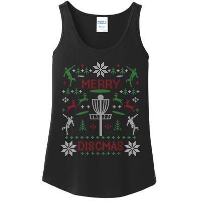 Merry Discmas Disc Golf Ugly Christmas Sweater Party Ladies Essential Tank