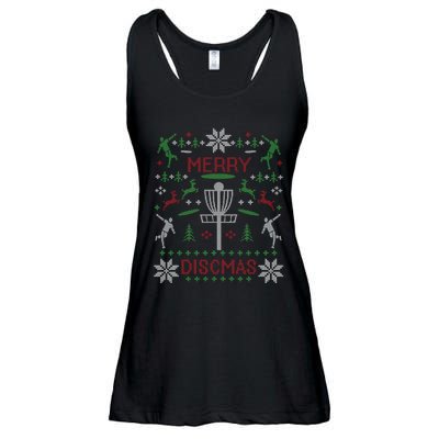 Merry Discmas Disc Golf Ugly Christmas Sweater Party Ladies Essential Flowy Tank