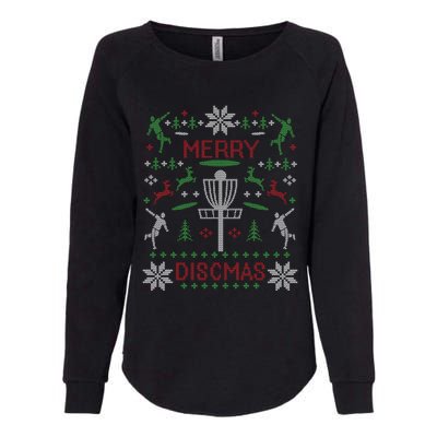 Merry Discmas Disc Golf Ugly Christmas Sweater Party Womens California Wash Sweatshirt