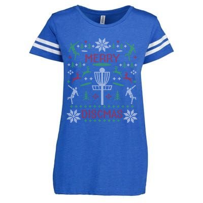 Merry Discmas Disc Golf Ugly Christmas Sweater Party Enza Ladies Jersey Football T-Shirt