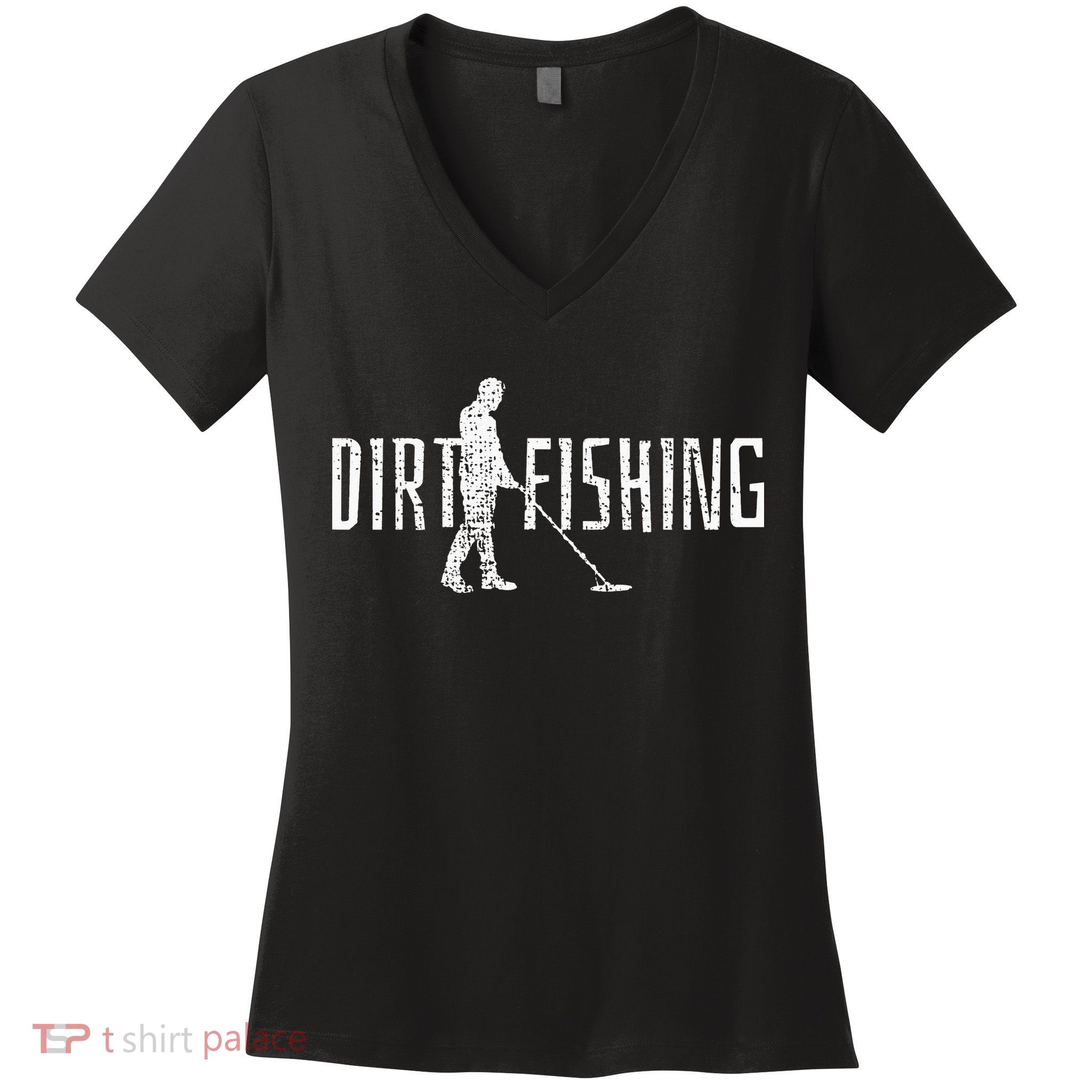Metal Detecting Detector Detection Fishing Dirt Women's V-Neck T-Shirt