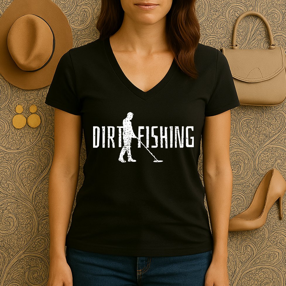 Metal Detecting Detector Detection Fishing Women's V-Neck T-Shirt