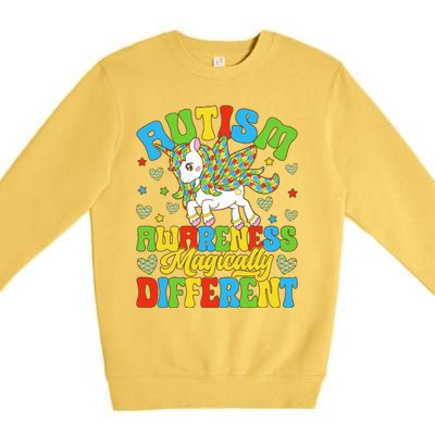 Magically Different Dabbing Unicorn Autism Awareness Puzzle Gift Premium Crewneck Sweatshirt