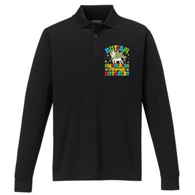 Magically Different Dabbing Unicorn Autism Awareness Puzzle Gift Performance Long Sleeve Polo