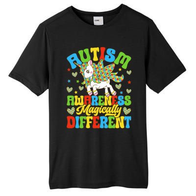 Magically Different Dabbing Unicorn Autism Awareness Puzzle Gift Tall Fusion ChromaSoft Performance T-Shirt