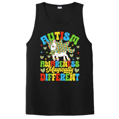 Magically Different Dabbing Unicorn Autism Awareness Puzzle Gift PosiCharge Competitor Tank