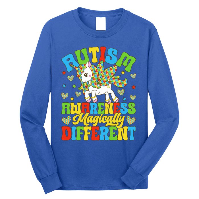 Magically Different Dabbing Unicorn Autism Awareness Puzzle Gift Long Sleeve Shirt