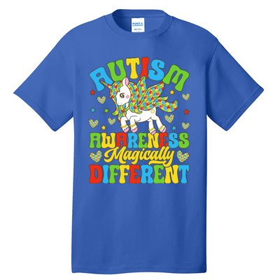 Magically Different Dabbing Unicorn Autism Awareness Puzzle Gift Tall T-Shirt