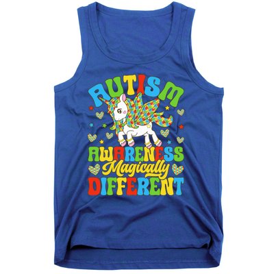 Magically Different Dabbing Unicorn Autism Awareness Puzzle Gift Tank Top