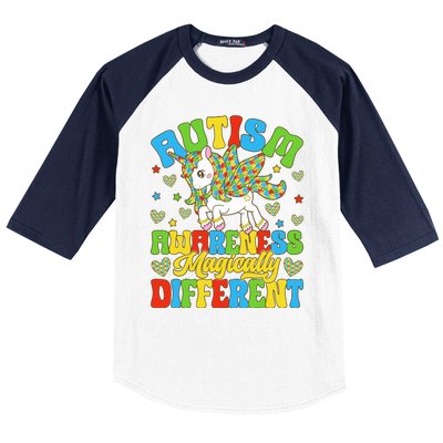 Magically Different Dabbing Unicorn Autism Awareness Puzzle Gift Baseball Sleeve Shirt